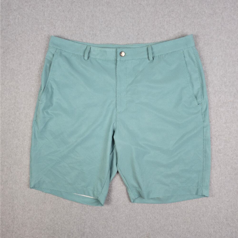 Black Clover Mens 40 Green Polka Dot Deception Flat Front Chino Shorts